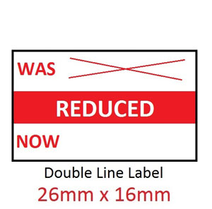 Price Labels Double Line - 26mm x 16mm Was/Now - 10 Rolls